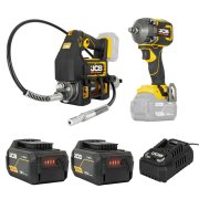 JCB Pro 18V Kit &frac12;&rdquo; Impact Wrench, Grease Gun, 2x 5.0Ah Batteries & Fast Charger